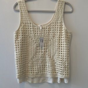 NWT Maurice’s Cream Tank with crocheted overlay sweater.